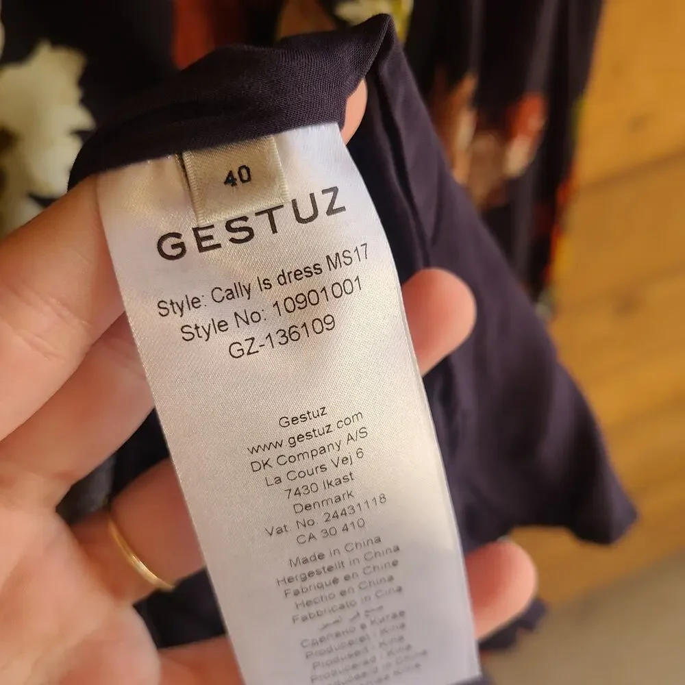 Anthropologie Dress Cally Floral NWT Gestuz Black Long Sleeve US 10 Vneck Boho - Picture 7 of 8